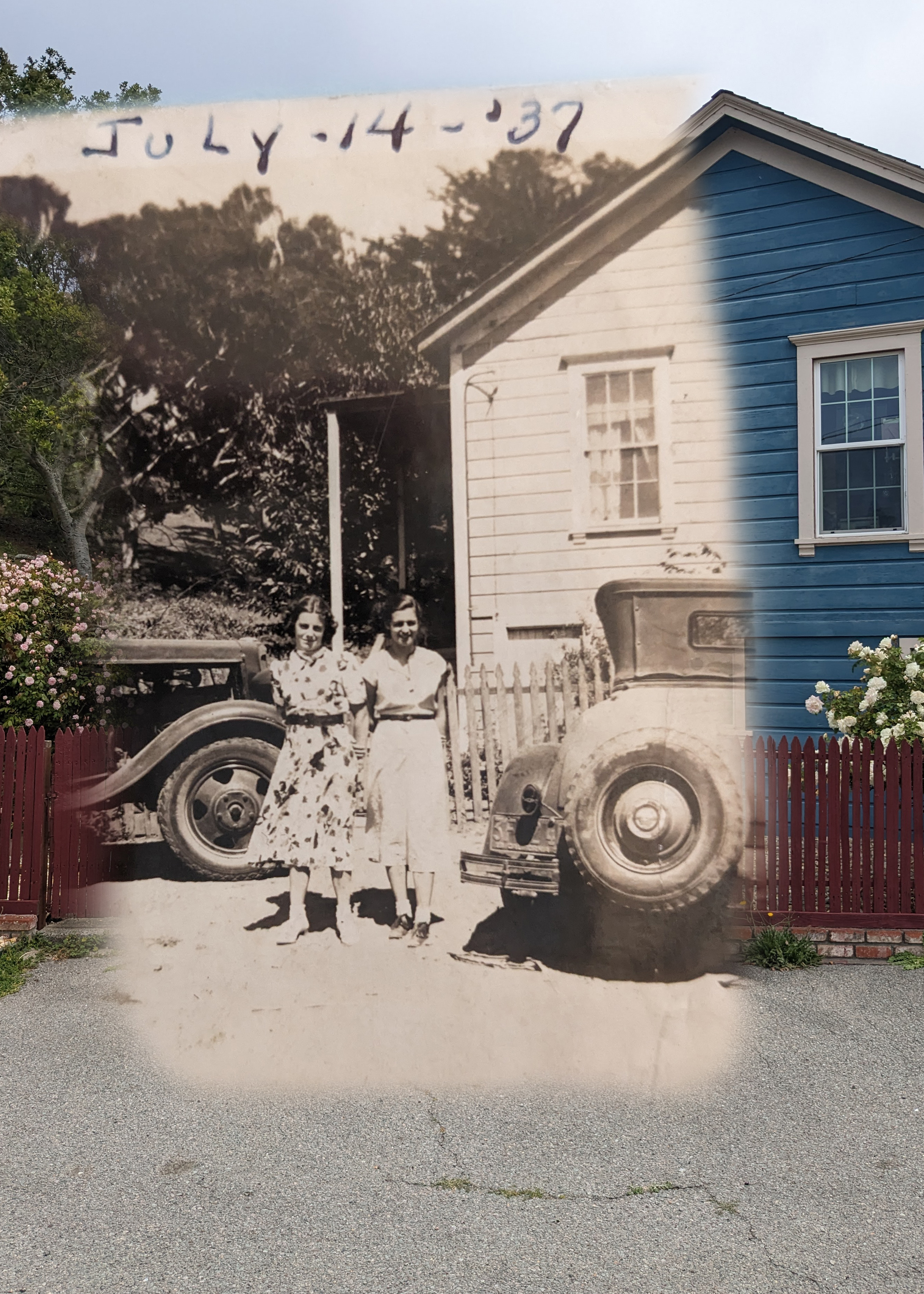 Family From 1937 In Front Of Same House In 2023